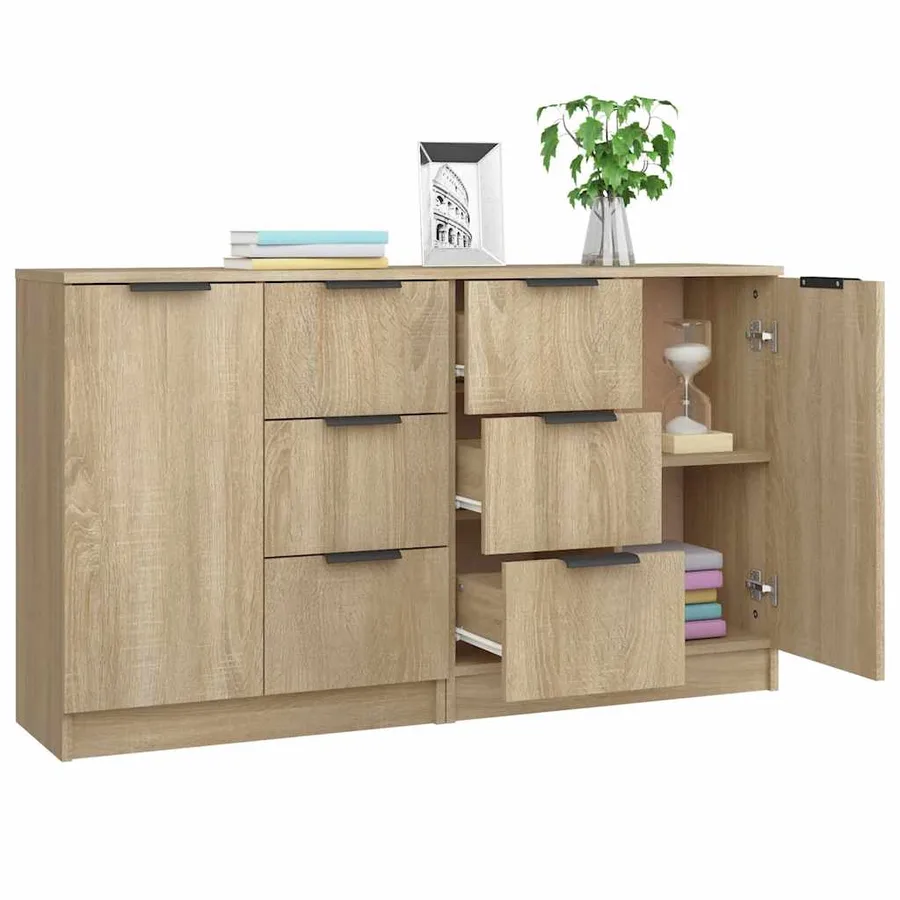 Buffets 2 pcs Chêne sonoma 60x30x70 cm Bois d'ingénierie - 4
