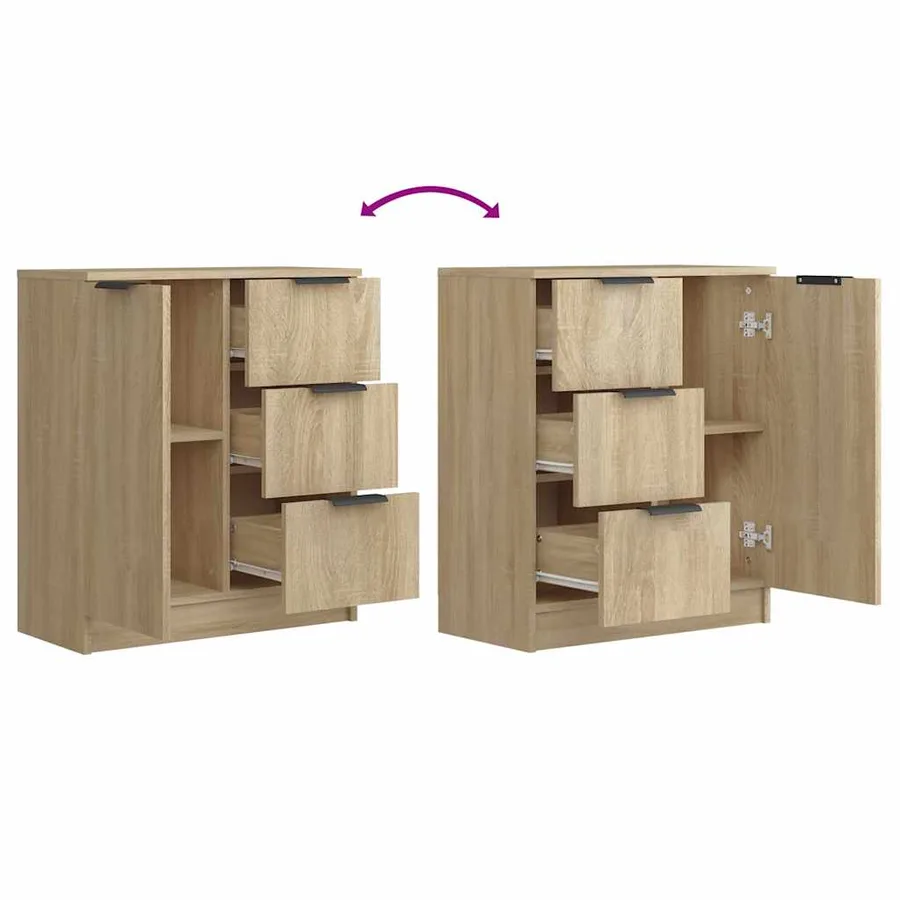 Buffets 2 pcs Chêne sonoma 60x30x70 cm Bois d'ingénierie - 7