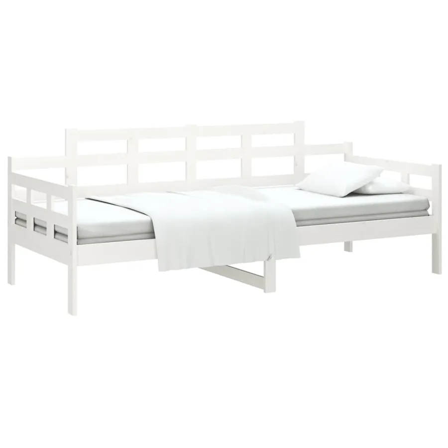 Lit de jour sans matelas blanc bois de pin massif 90x190 cm - 3