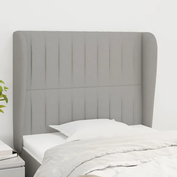 Tête de lit avec oreilles Gris clair 93x23x118/128 cm Tissu