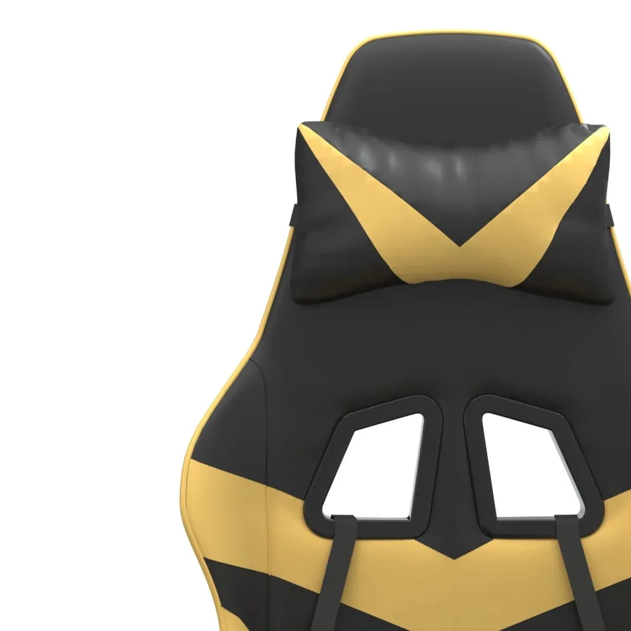 Chaise de jeu pivotante et repose-pied Noir et doré Similicuir - 10