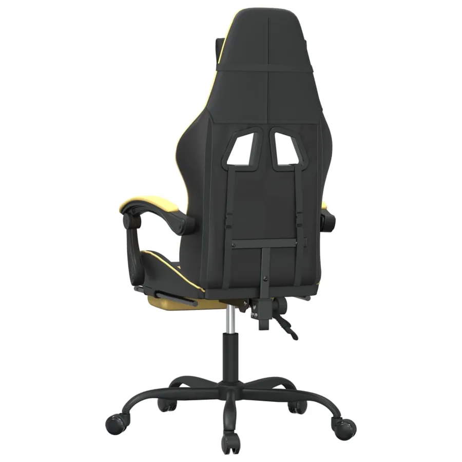 Chaise de jeu pivotante et repose-pied Noir et doré Similicuir - 5