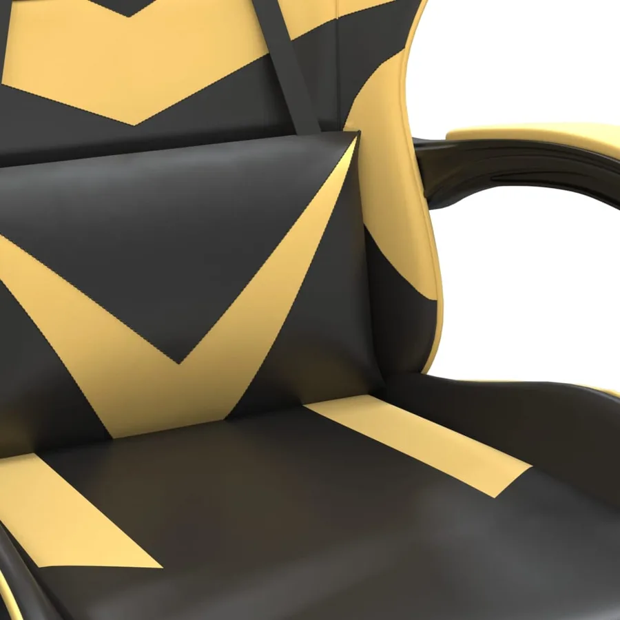 Chaise de jeu pivotante et repose-pied Noir et doré Similicuir - 7