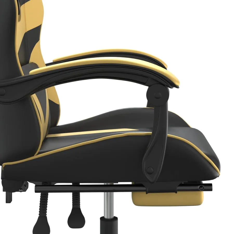 Chaise de jeu pivotante et repose-pied Noir et doré Similicuir - 8