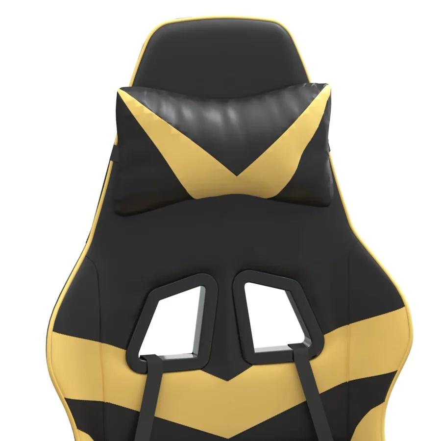 Chaise de jeu pivotante et repose-pied Noir et doré Similicuir - 9