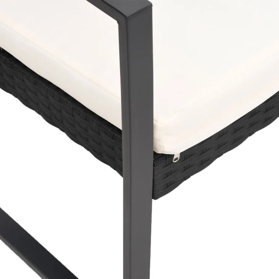 Ensemble à manger de jardin avec coussins 3 pcs noir rotin PP - 5