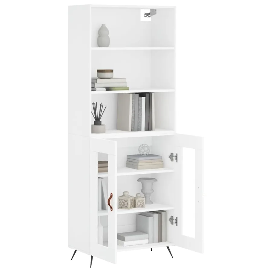 Buffet haut Blanc 69,5x34x180 cm Bois d'ingénierie - 11