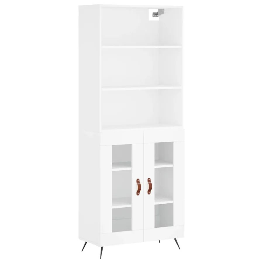 Buffet haut Blanc 69,5x34x180 cm Bois d'ingénierie - 2