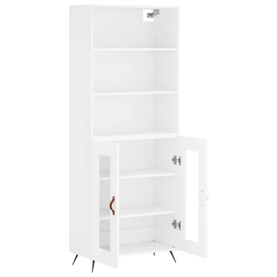 Buffet haut Blanc 69,5x34x180 cm Bois d'ingénierie - 3
