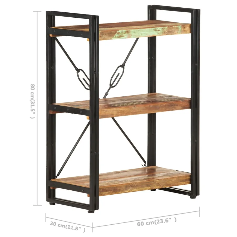 Bibliothèque à 3 niveaux 60x30x80cm Bois de récupération massif - 5