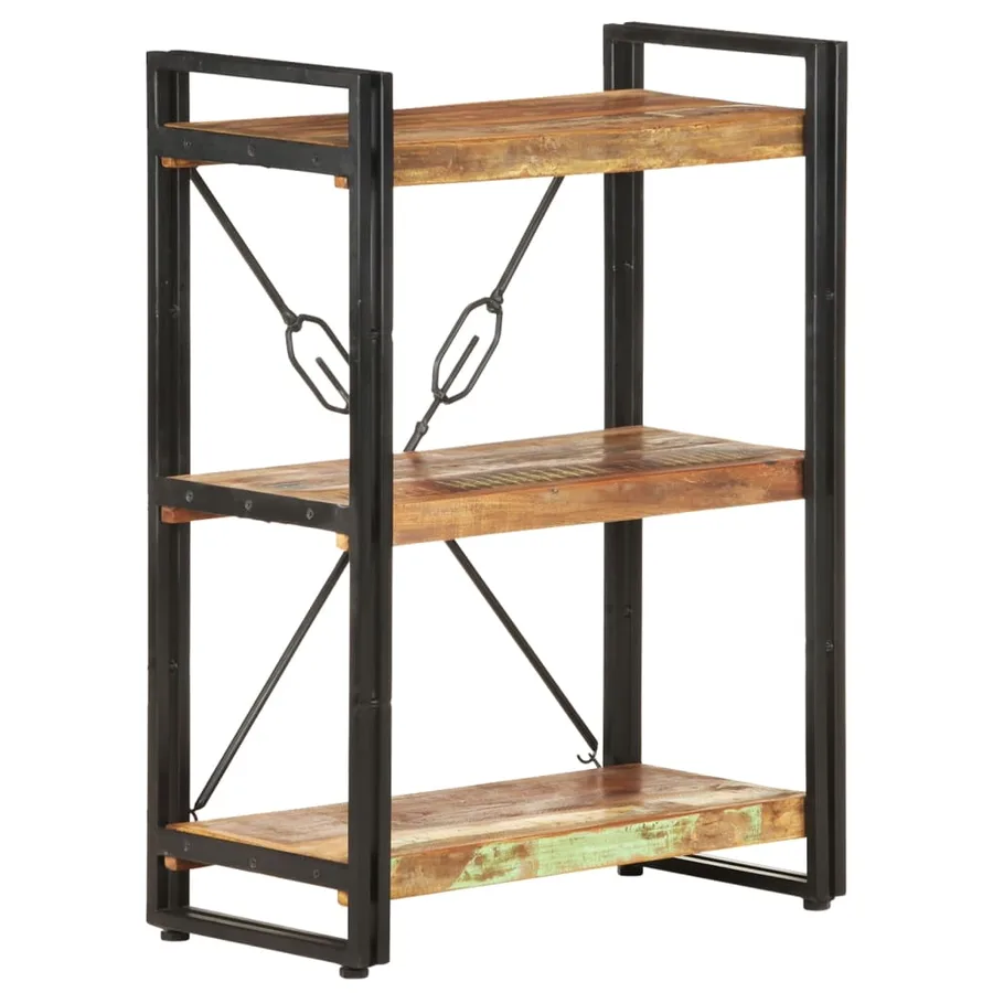 Bibliothèque à 3 niveaux 60x30x80cm Bois de récupération massif - 9