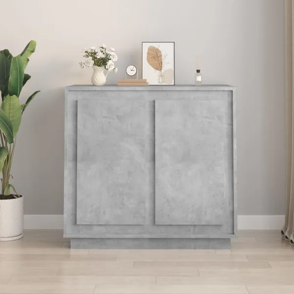 Buffet gris béton 80x34x75 cm bois d'ingénierie