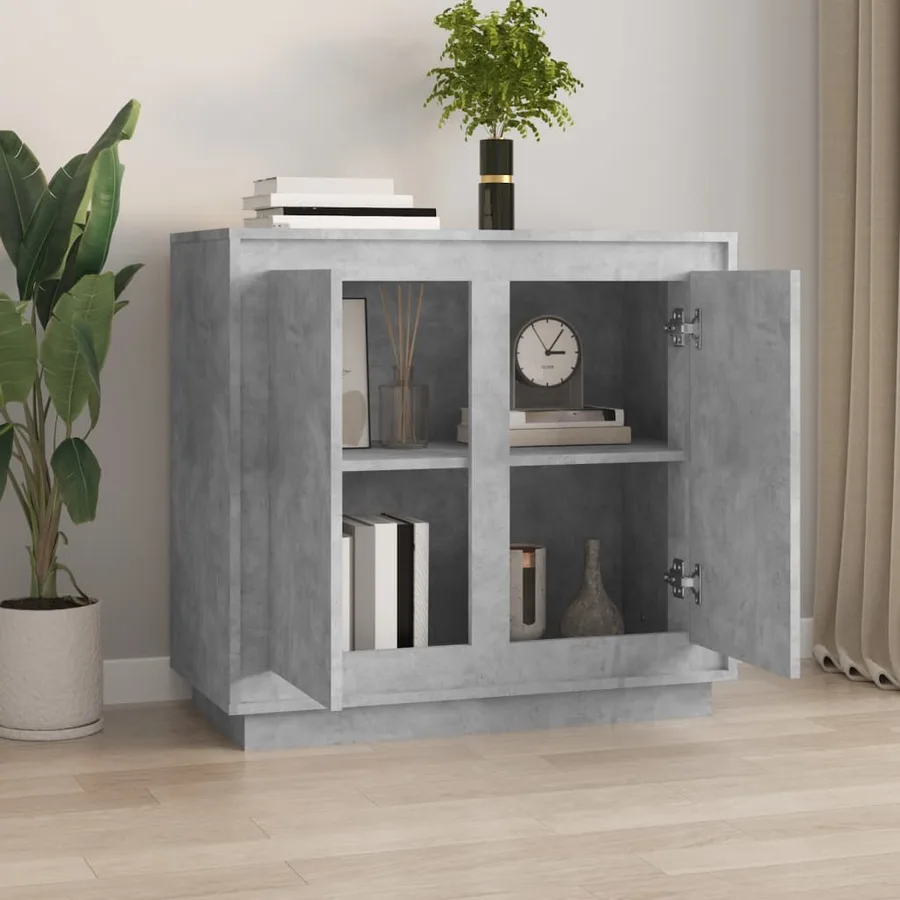 Buffet gris béton 80x34x75 cm bois d'ingénierie - 3