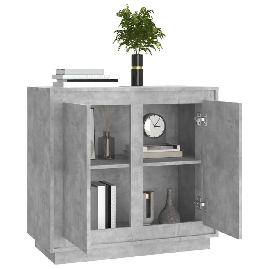 Buffet gris béton 80x34x75 cm bois d'ingénierie - 4
