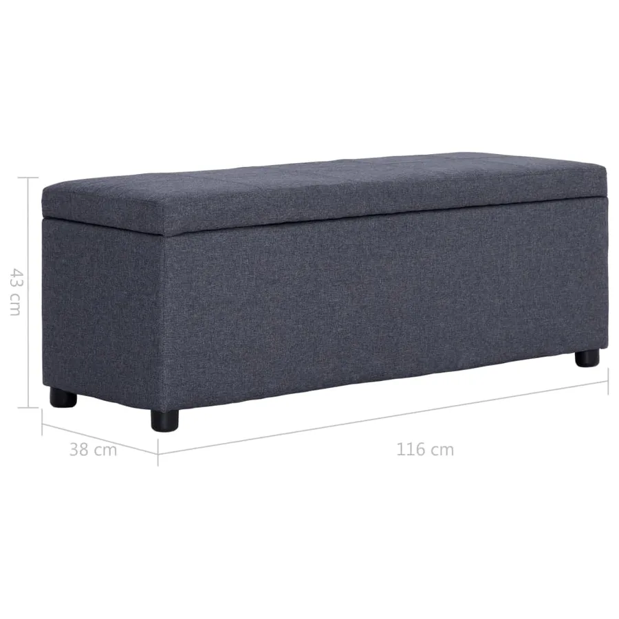 Banc avec compartiment de rangement 116 cm Gris foncé Polyester - 8