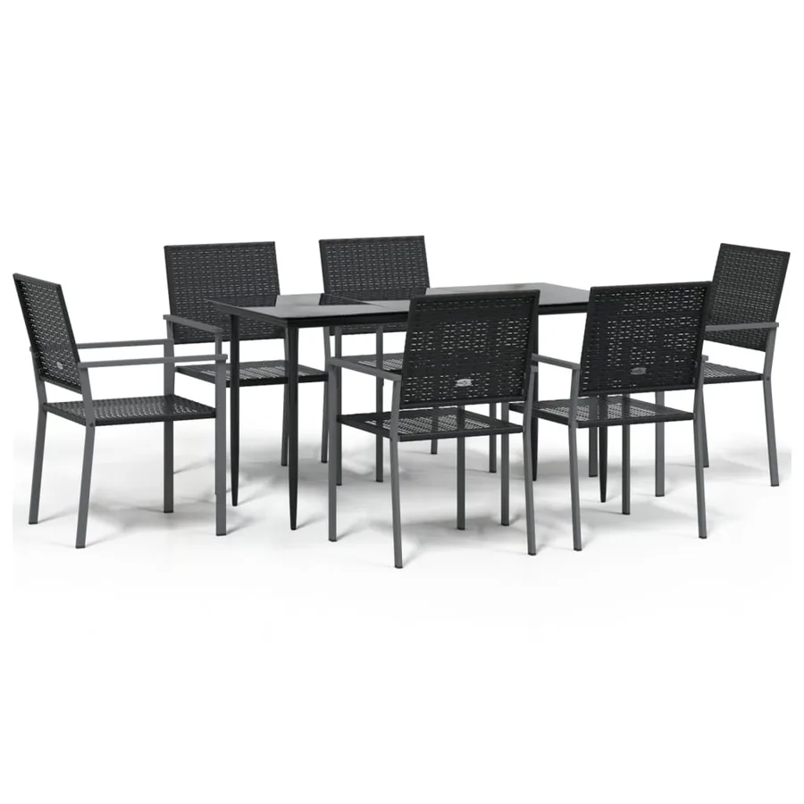 Ensemble à manger de jardin 7 pcs résine tressée acier - 2