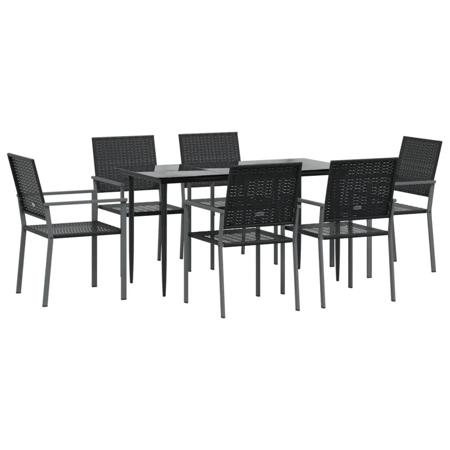 Ensemble à manger de jardin 7 pcs résine tressée acier - 3