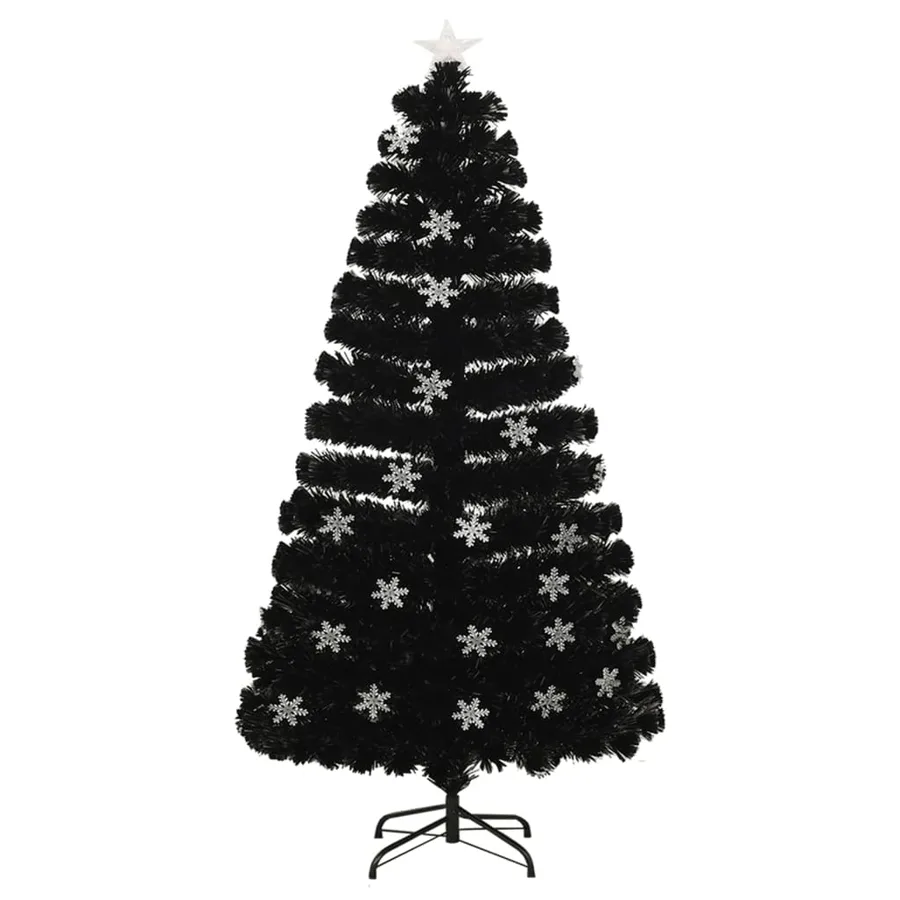 Sapin de Noël et flocons de neige LED Noir 120 cm Fibre optique - 2