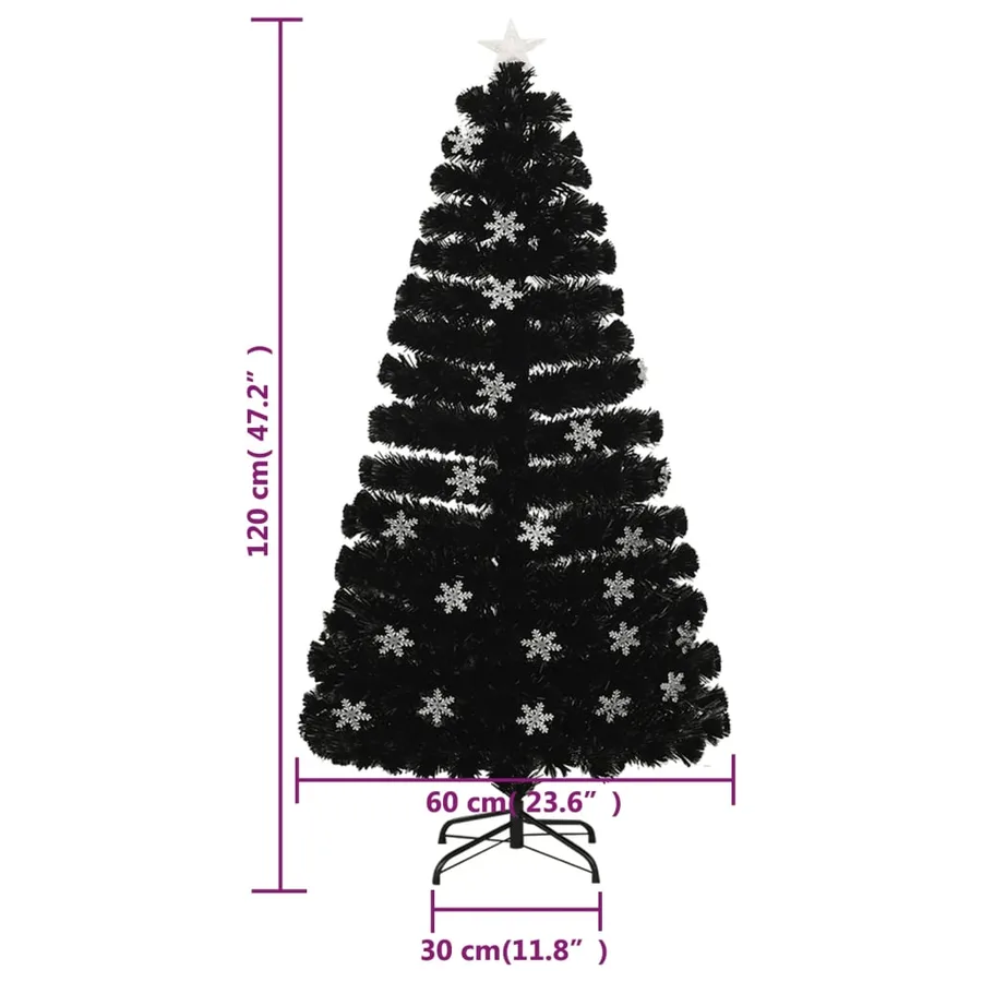 Sapin de Noël et flocons de neige LED Noir 120 cm Fibre optique - 9