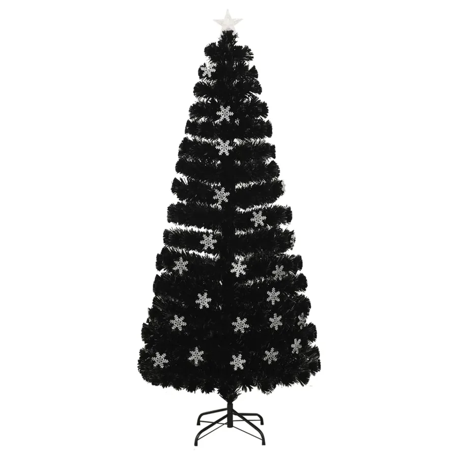 Sapin de Noël et flocons de neige LED Noir 180 cm Fibre optique - 2