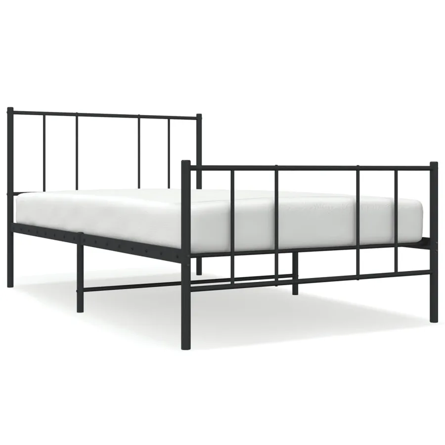 Cadre de lit métal sans matelas avec pied de lit noir 107x203cm - 2