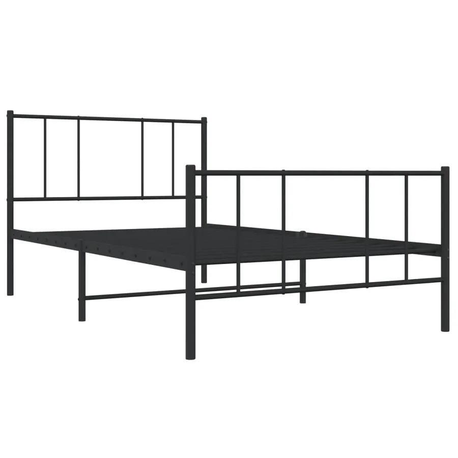 Cadre de lit métal sans matelas avec pied de lit noir 107x203cm - 3