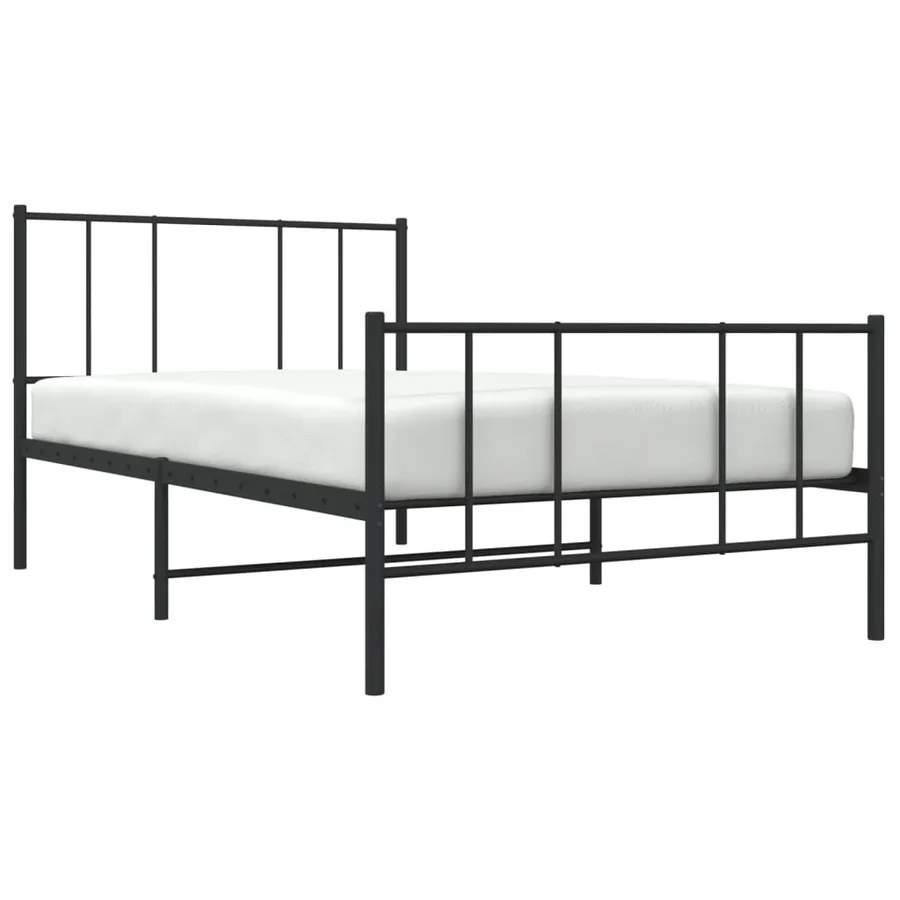 Cadre de lit métal sans matelas avec pied de lit noir 107x203cm - 5