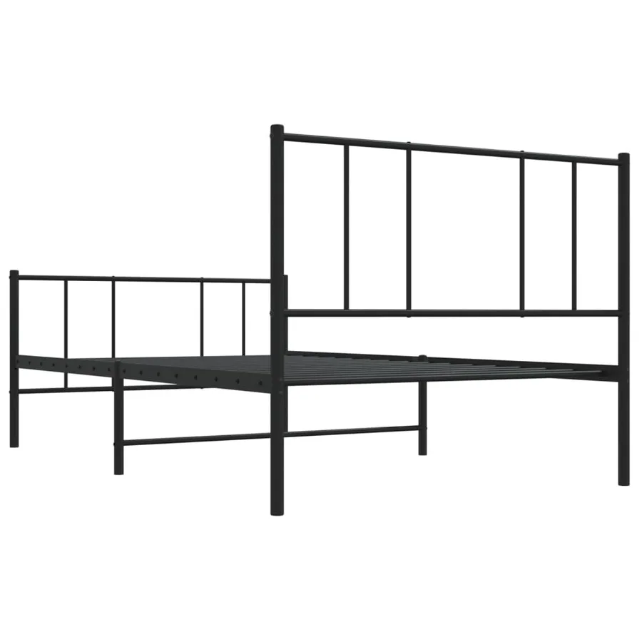 Cadre de lit métal sans matelas avec pied de lit noir 107x203cm - 8