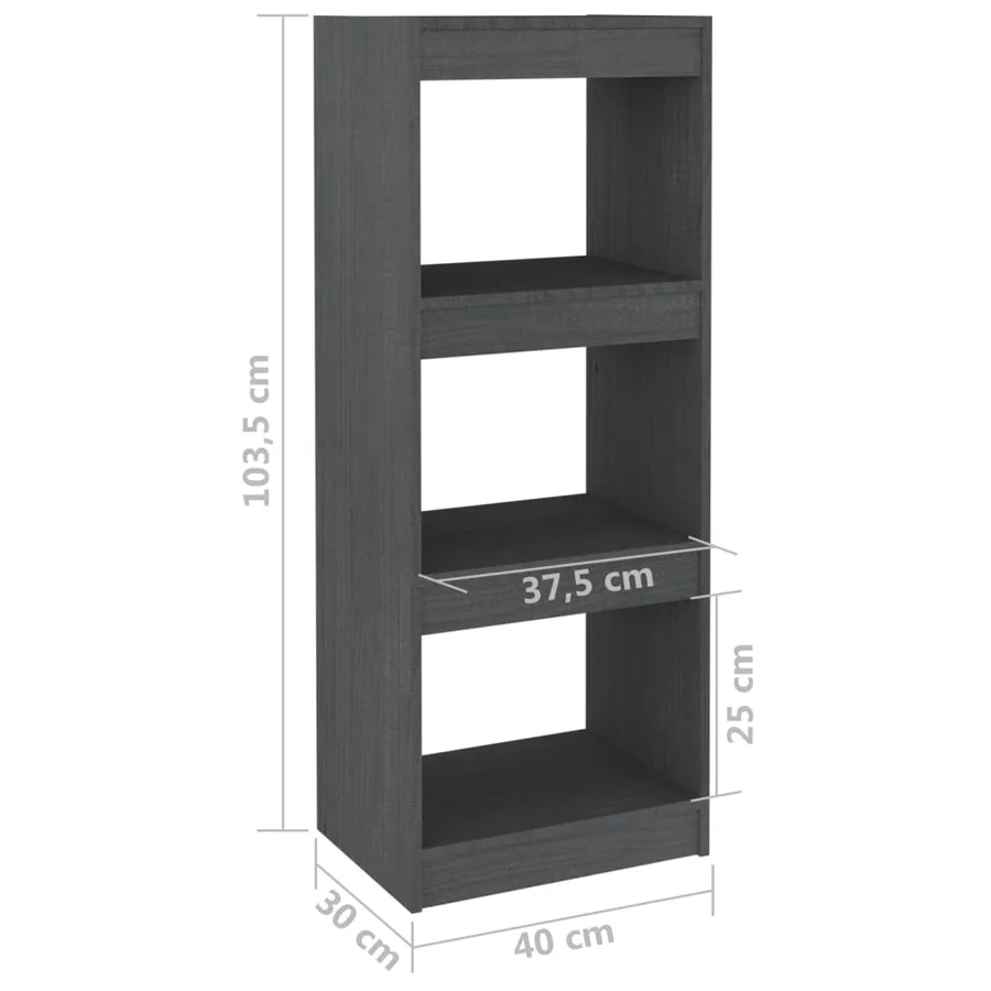 Bibliothèque/Séparateur de pièce Gris 40x30x103,5 cm Pin massif - 8