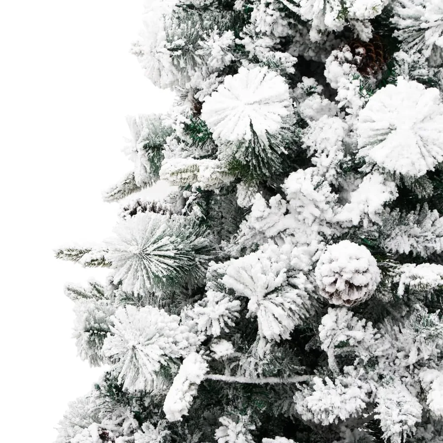 Sapin de Noël pré-éclairé avec neige floquée/cônes 225cm PVC/PE - 9