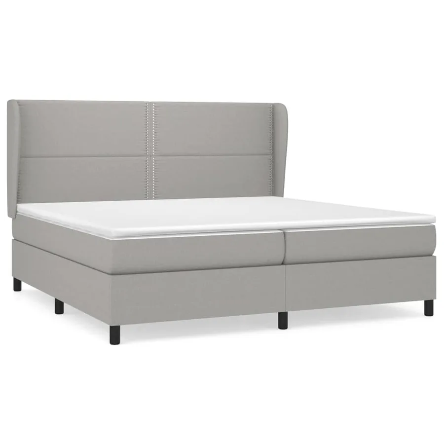 Sommier à lattes de lit avec matelas Gris clair 200x200cm Tissu - 2