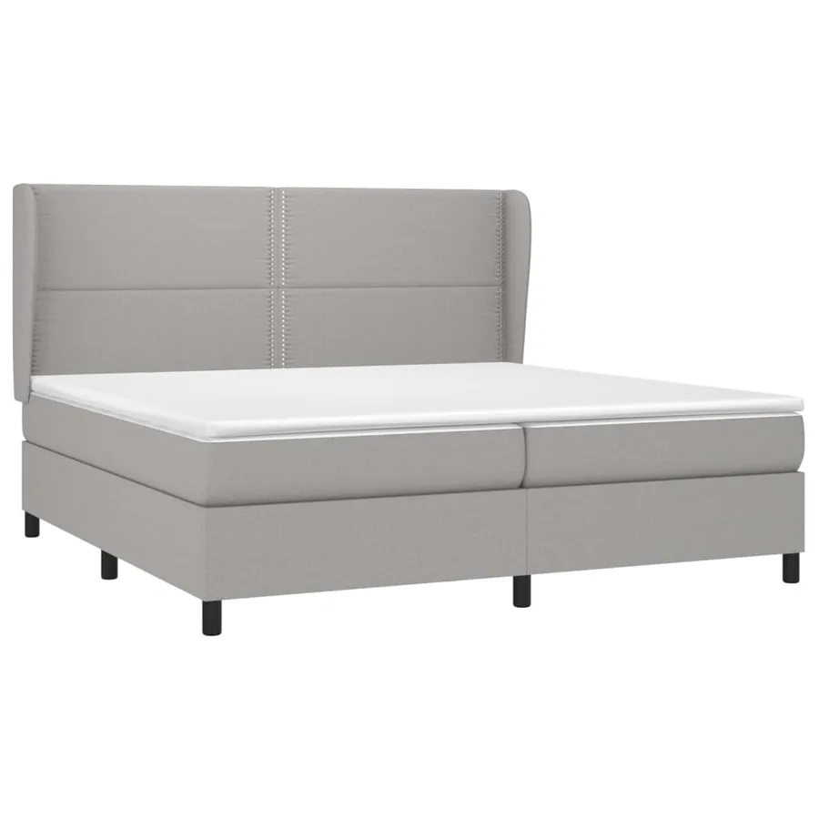 Sommier à lattes de lit avec matelas Gris clair 200x200cm Tissu - 3