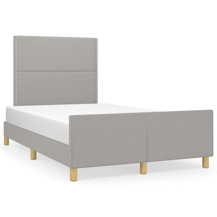 Cadre de lit sans matelas gris clair 120x200 cm tissu - 2