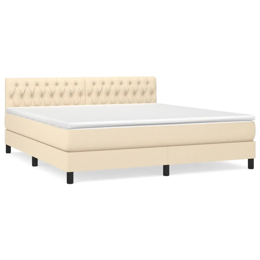 Sommier à lattes de lit avec matelas Crème 180x200 cm Tissu - 2