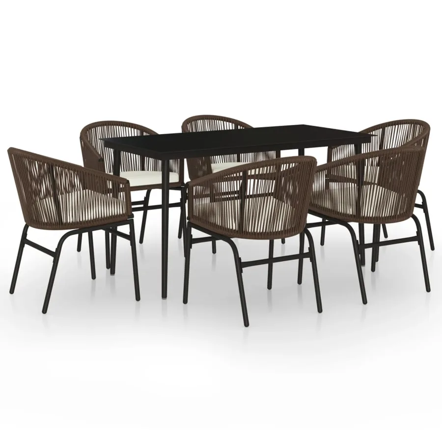 Ensemble à manger de jardin 7 pcs Marron - 2