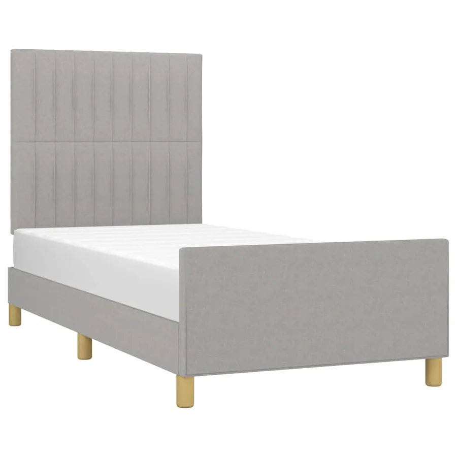 Cadre de lit sans matelas gris clair 90x200 cm tissu - 3