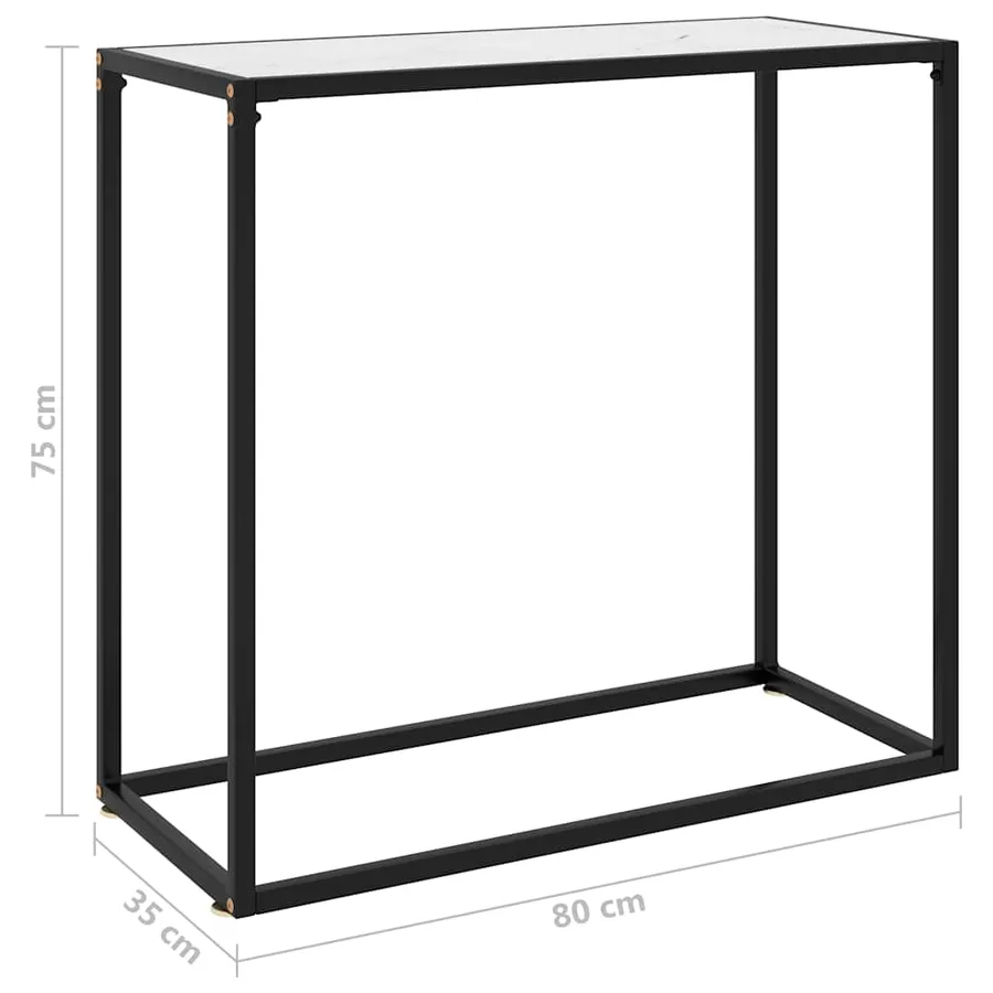 Table console Blanc 80x35x75 cm Verre trempé - 6