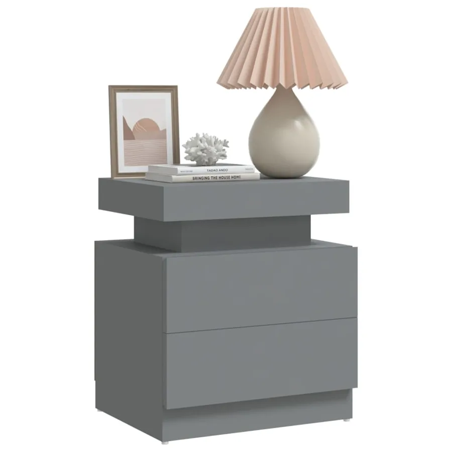 Table de chevet Gris 45x35x52 cm Bois d'ingénierie - 3