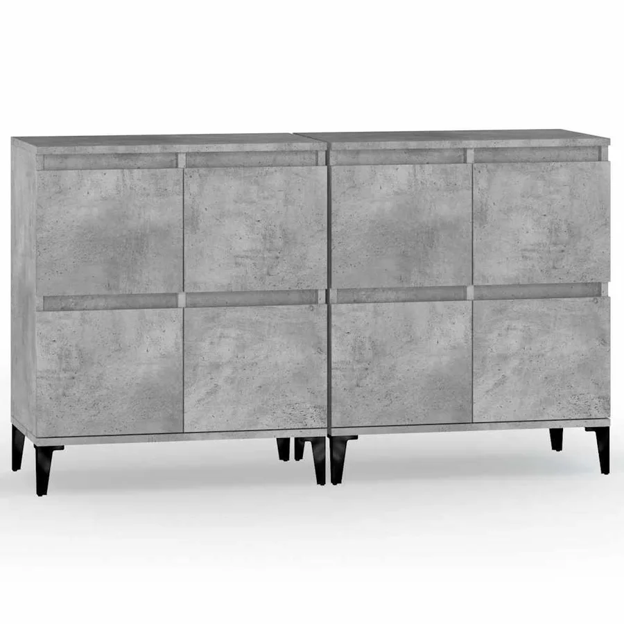 Buffets 2 pcs gris béton 60x35x70 cm bois d'ingénierie - 2
