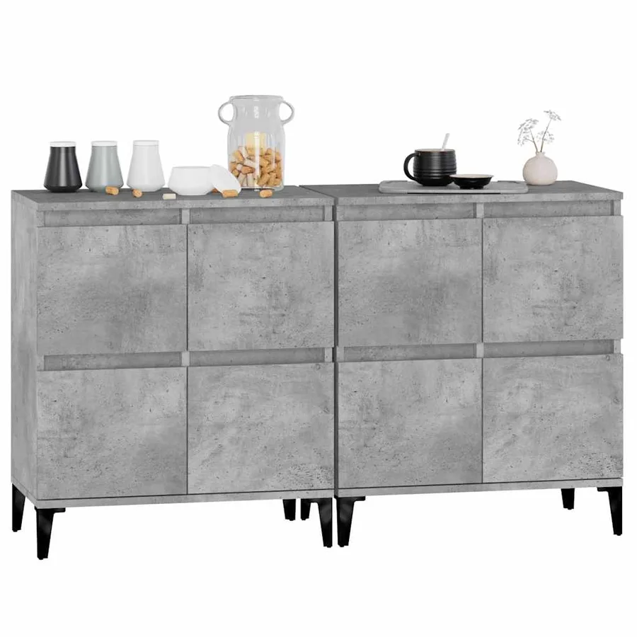 Buffets 2 pcs gris béton 60x35x70 cm bois d'ingénierie - 4