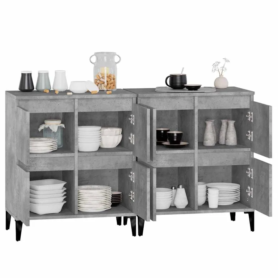 Buffets 2 pcs gris béton 60x35x70 cm bois d'ingénierie - 5