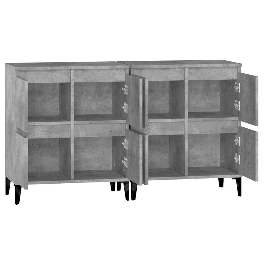 Buffets 2 pcs gris béton 60x35x70 cm bois d'ingénierie - 7