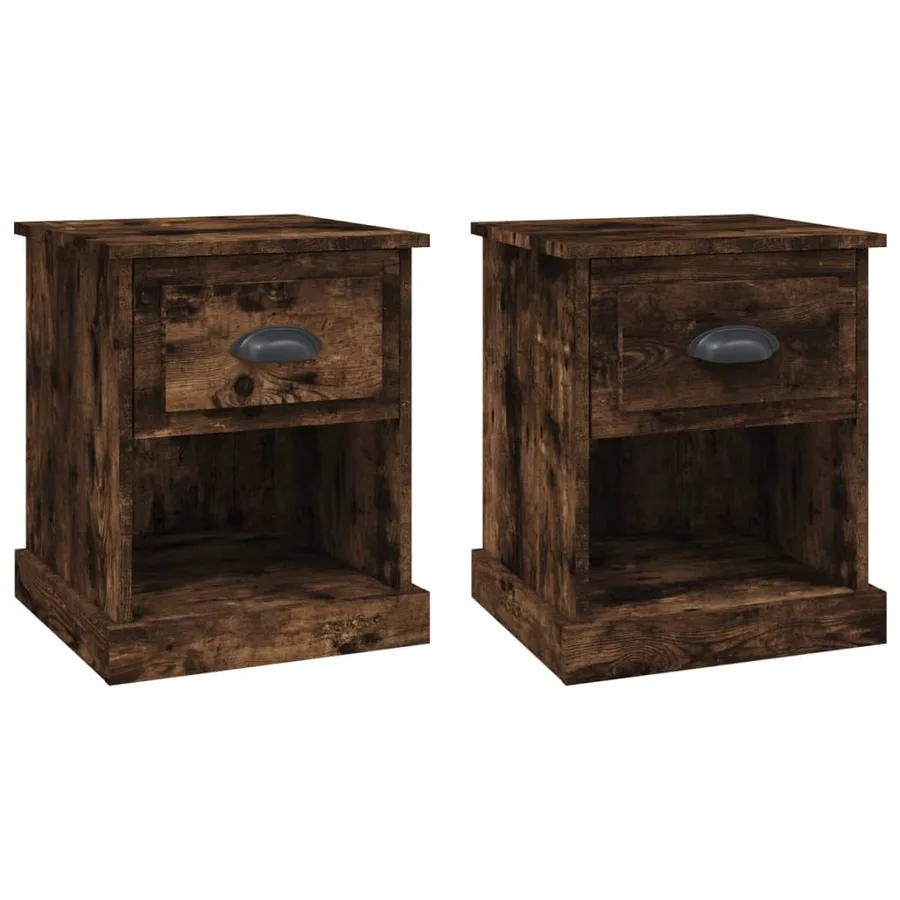 Tables de chevet 2 pcs chêne fumé 39x39x47,5 cm bois ingénierie - 2
