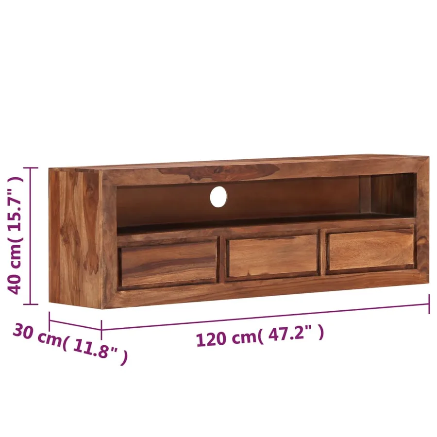 Meuble TV 120x30x40 cm Bois solide - 10