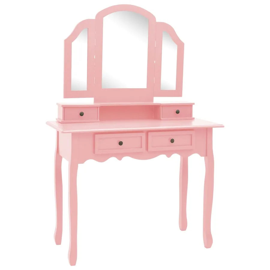 Ensemble de coiffeuse et tabouret Rose 100x40x146 cm Paulownia - 2