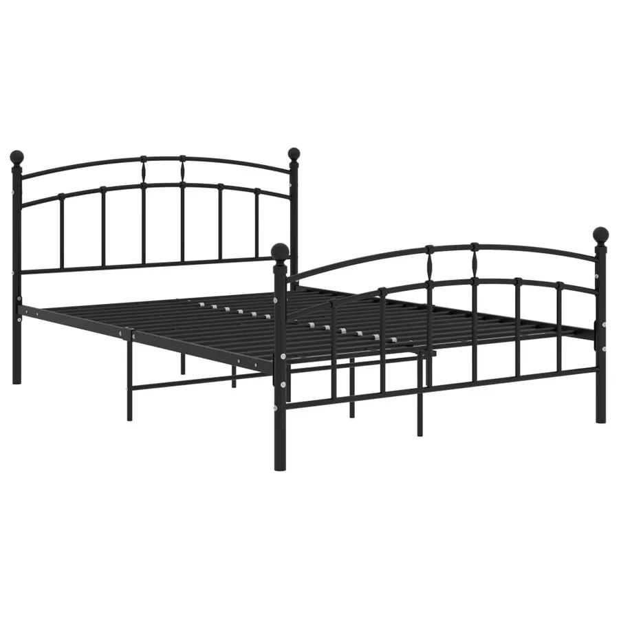 Cadre de lit sans matelas noir métal 200x200 cm - 2