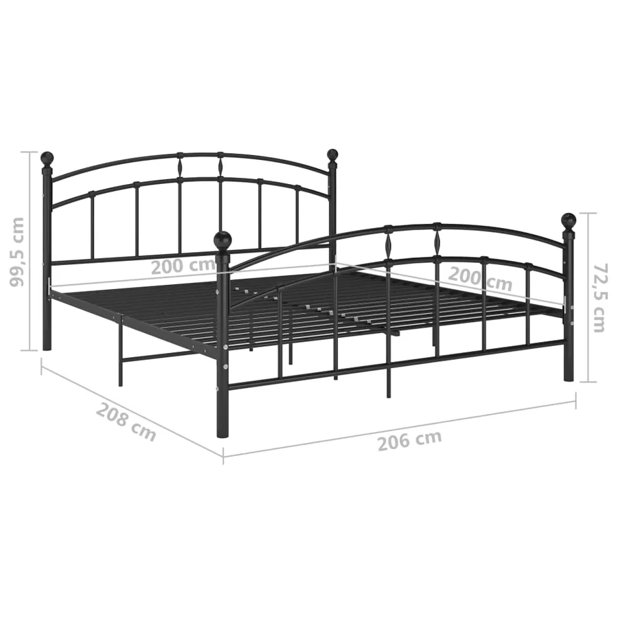 Cadre de lit sans matelas noir métal 200x200 cm - 7