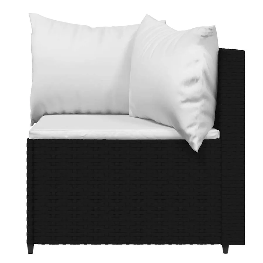 Canapés d'angle de jardin et coussins 2pcs Noir Résine tressée - 4