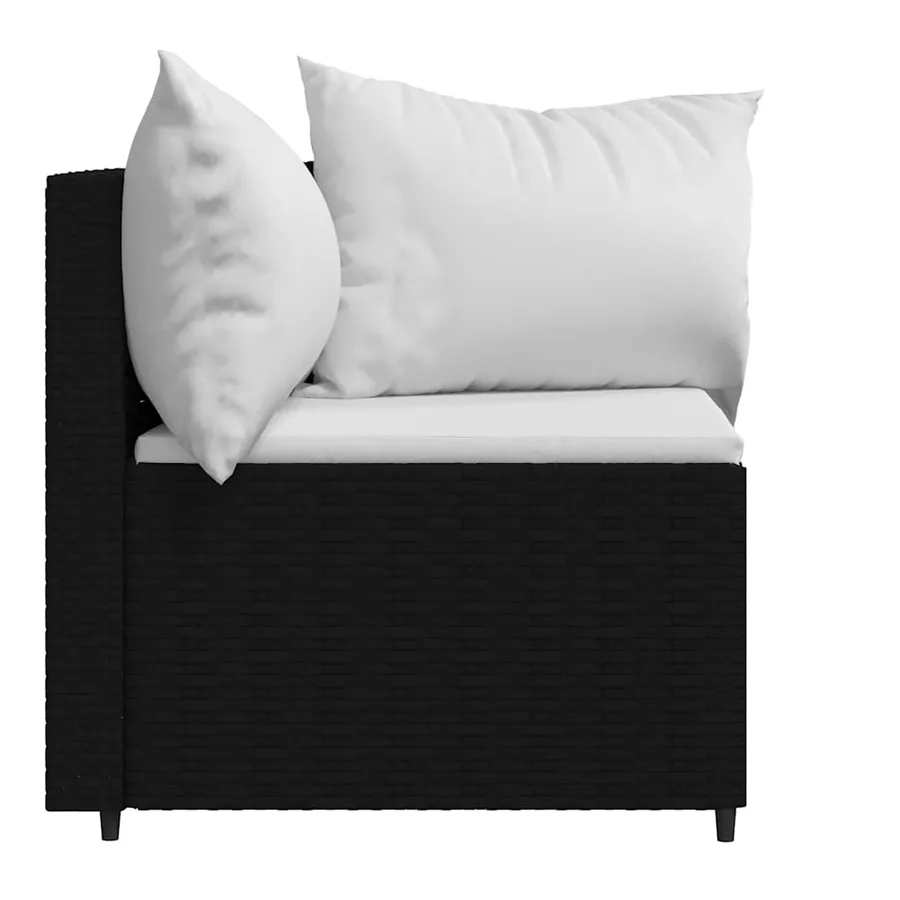 Canapés d'angle de jardin et coussins 2pcs Noir Résine tressée - 5