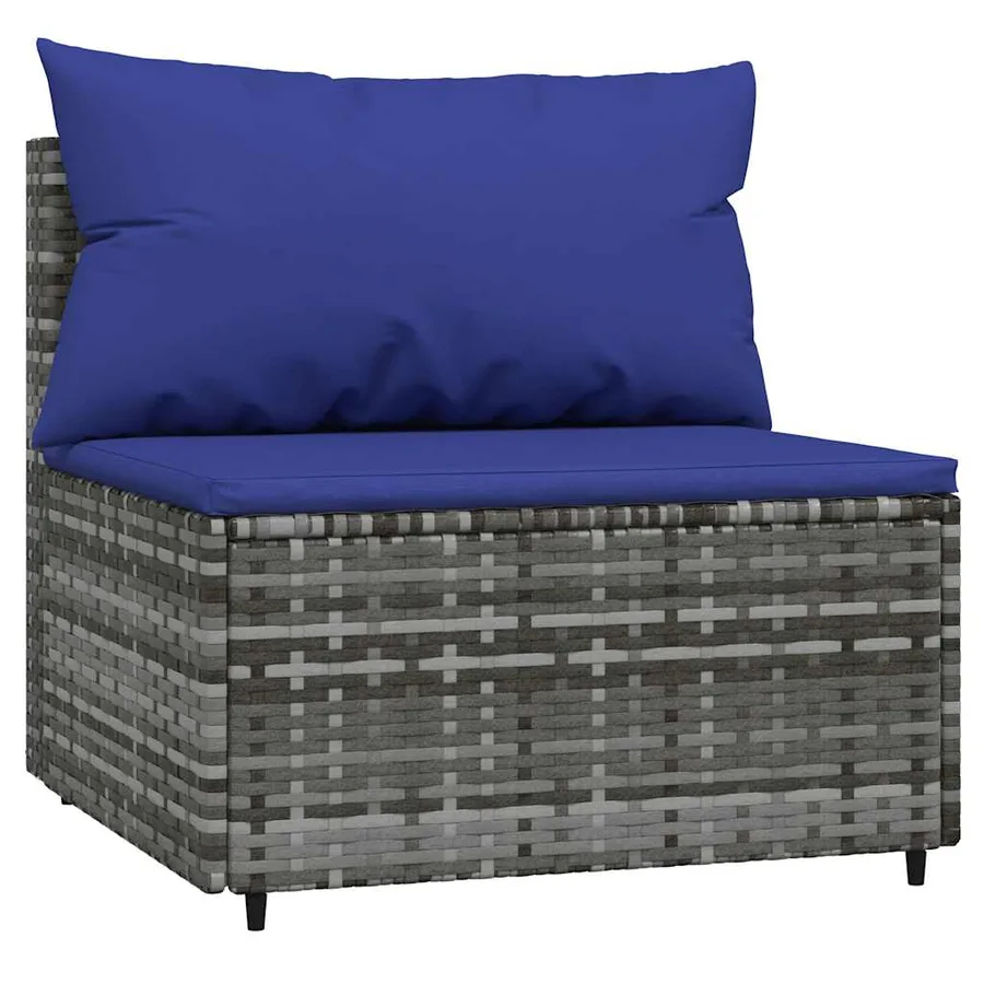 Salon de jardin 3 pcs avec coussins Gris Résine tressée - 5